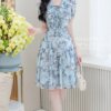 Váy Thiết kế MDU4989 Tơ Kim Tuyến Xòe Tầng Cổ Bèo Dây Rút Dịu Dàng